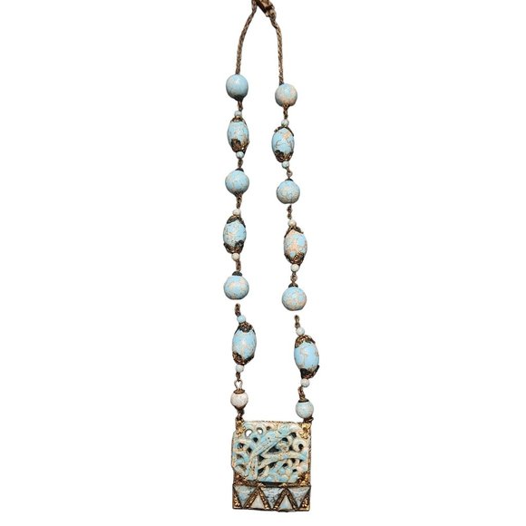 Vintage Signed Czechoslovakia Unique Hubble Glass Bird Pendant Necklace (A3706) - Picture 1 of 11
